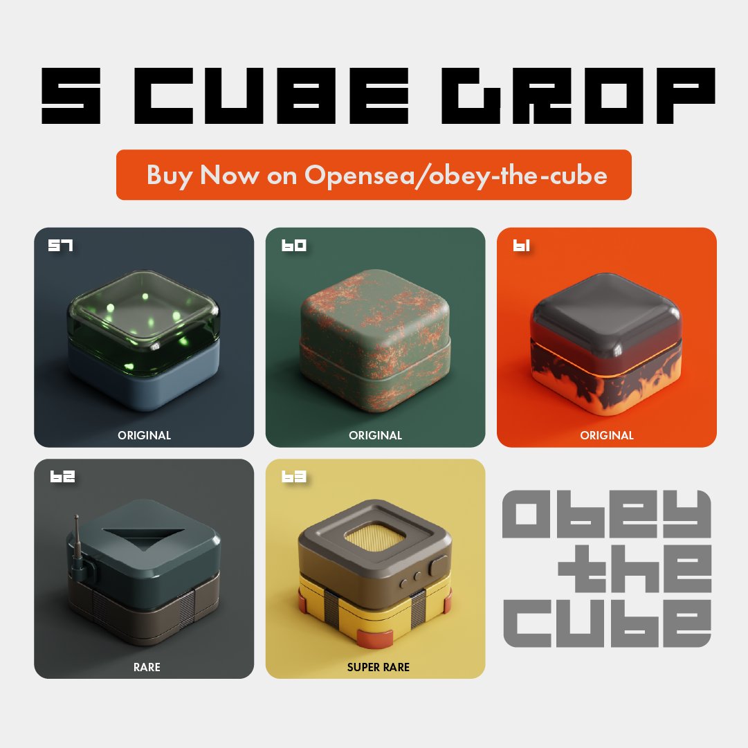 ObeyNFT's tweet photo. New 5 Cubes Available!! π§π§ͺπ₯
Obey the Cube now has 5.7 eth Volume Trade!! β¨
https://t.co/KRx7u9q6al
Join Discord : https://t.co/0FS1MaibkM
#NFT #NFTCommunity #opensea #3D #ThaiNFT #nftcollector #NFTcollection #ObeyTheSystem #ObeytheCube https://t.co/Sb4uGDWd8h