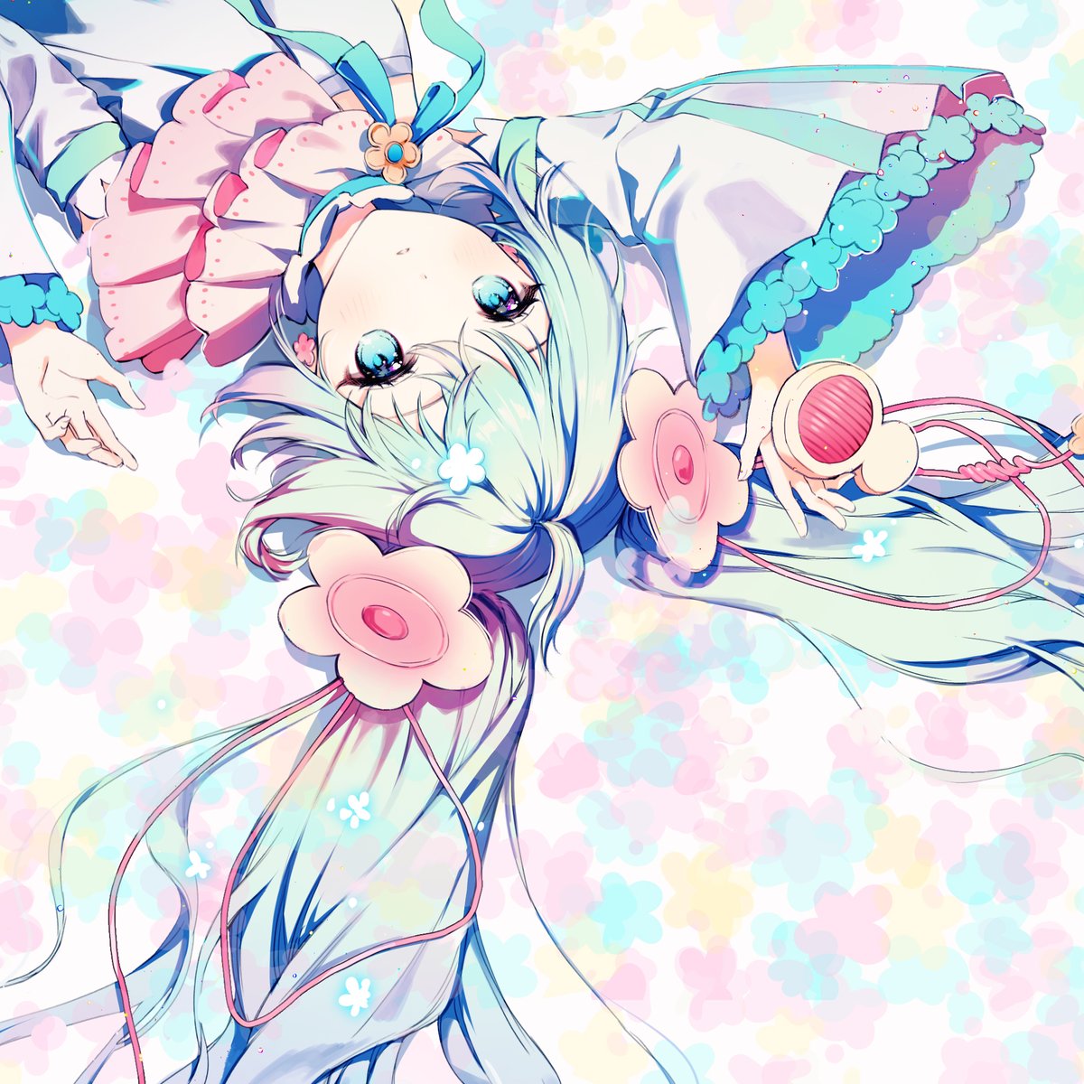 初音ミク「花畑🌸
#初音ミク 」|rumiのイラスト