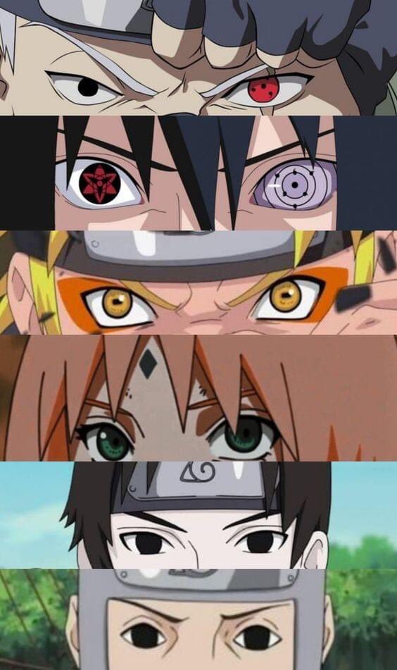 Team 7 drawn eyes Naruto, Sakura, Sasuke, Kakashi ❤️❤️❤️