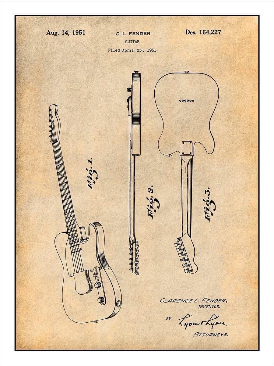 La patente de la Fender Telecaster.
1951 📑
