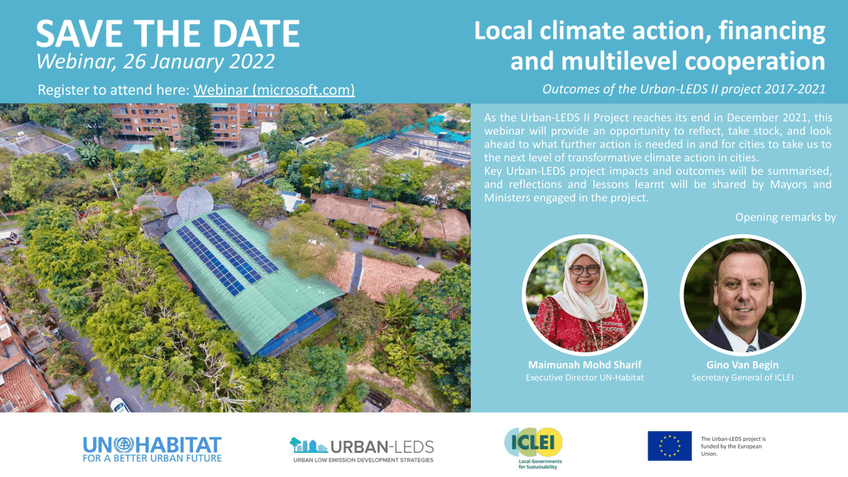 icleiseas's tweet photo. #UrbanLEDS II will hold a closing webinar on 26th January to reflect, take stock, and look ahead to what further action is needed in and for cities to go to the next level of climate action.

Read more about the event and register by going to this link: https://t.co/kKO63ZtGQY https://t.co/UtxNLz6Xkd