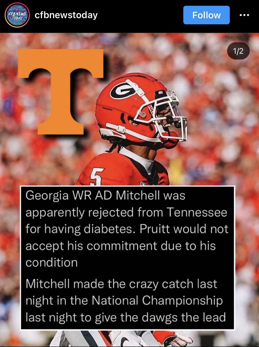 BrandyKemph's tweet photo. @Vol_Football Shame on you! #typeonestrong https://t.co/JArxqhRWVZ