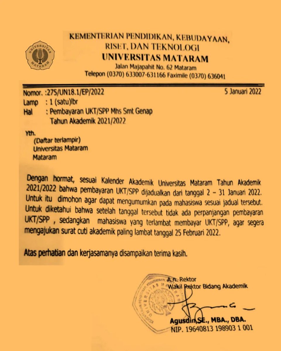 bemfkipunram_'s tweet photo. *[SERUAN BAYAR UKT]*

Mengingat sekarang sudah memasuki awal semester, berikut ketentuan pembayaran UKT/SPP kepada seluruh mahasiswa/i . 
Untuk mengetahui batas waktu pembayaran silahkan di swipe yaa⏪

#BEM_FKIP_UNRAM
#UNIVERSITASMATARAM https://t.co/XITdw9aOJk
