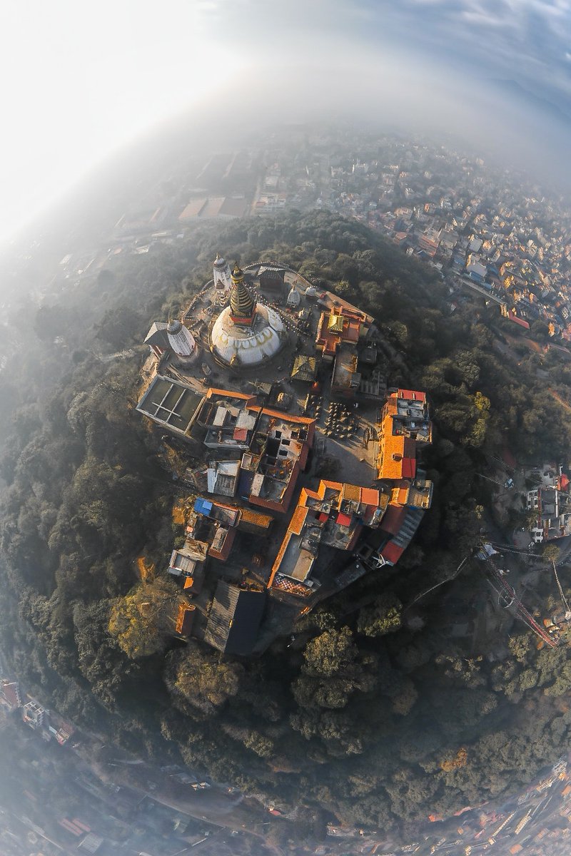 Aerial view of Swayambhunath Stupa, Kathmandu. ❤ 🇳🇵

Photographed by: <a href="/bipin_sth/">bipin_sth</a>   
#swayambhunath #nepal #kathmandu #visitnepal