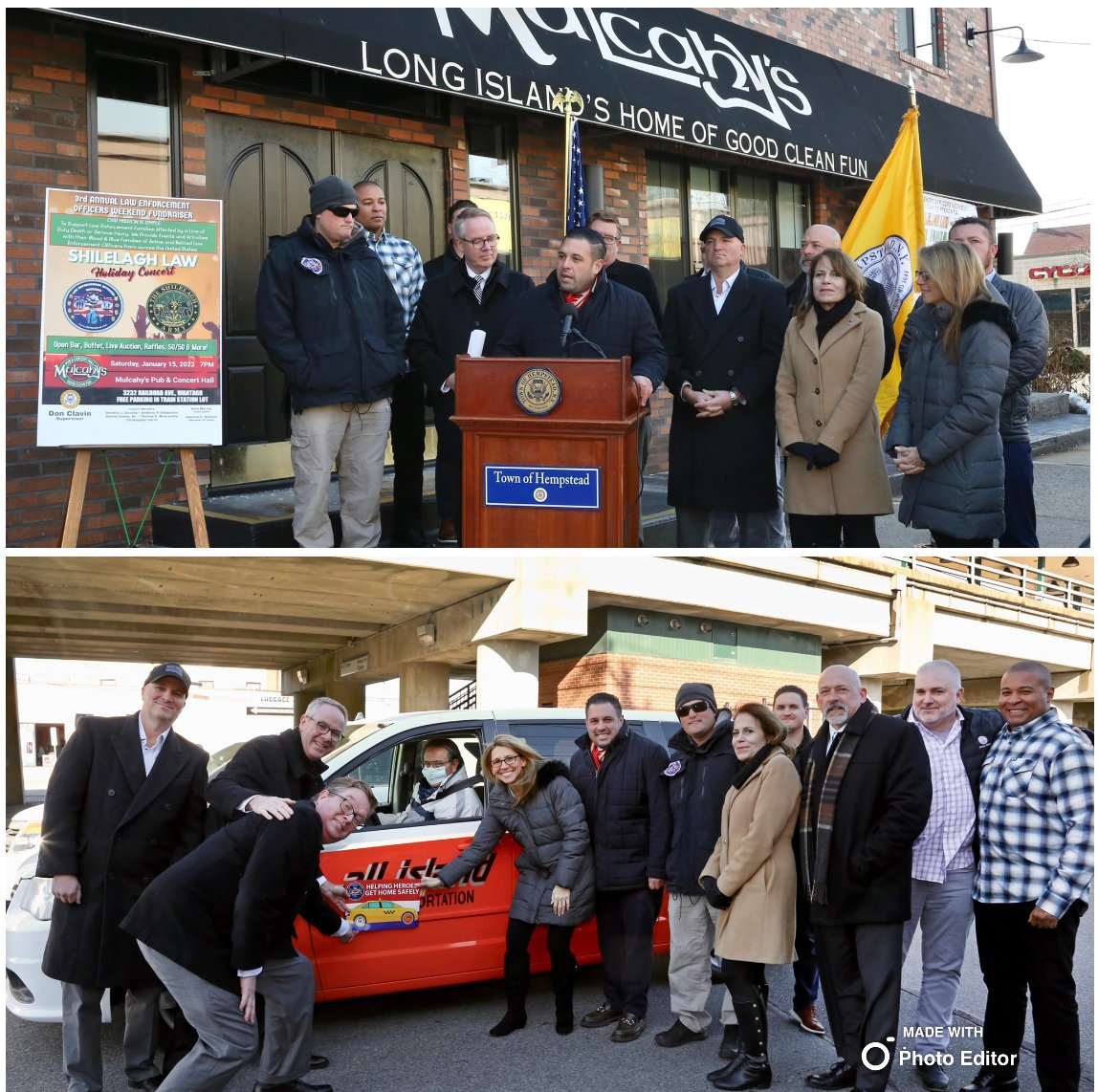 Anthony P. D'Esposito (@anthonydespo) on Twitter photo Saturday I'm hosting <a href="/leoweekend/">LEO WEEKEND</a>, bringing @shilelaghlaw <a href="/MulcahysPub/">Mulcahy's Pub</a>!
Thankful <a href="/LisaTuozzolo/">Lisa Tuozzolo</a> & George Day could join me, <a href="/TOHClavin/">TOH Supervisor Don Clavin</a>, colleagues & #lawenforcement to spread word.
<a href="/HempsteadTown/">Town of Hempstead</a> is excited to welcome heroes & partner w/All Island Taxi, getting all home safe. Saturday I'm hosting <a href="/leoweekend/">LEO WEEKEND</a>, bringing @shilelaghlaw <a href="/MulcahysPub/">Mulcahy's Pub</a>!
Thankful <a href="/LisaTuozzolo/">Lisa Tuozzolo</a> & George Day could join me, <a href="/TOHClavin/">TOH Supervisor Don Clavin</a>, colleagues & #lawenforcement to spread word.
<a href="/HempsteadTown/">Town of Hempstead</a> is excited to welcome heroes & partner w/All Island Taxi, getting all home safe.