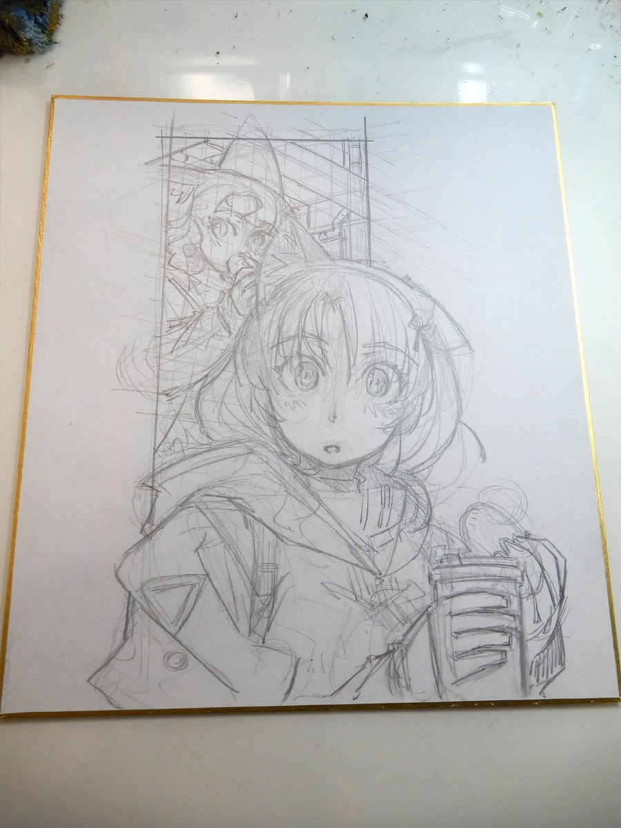 ラフ。このところ色々なものに描いてますが、やっぱり色紙は書きやすいです。 