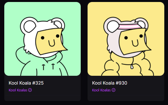 Anr1NFT's tweet photo. All aboard the @koolkoalasnft train! Picked up a couple 'Happy Note' Koala's because I love the style. 
Matching Background and Body color as well 😤 https://t.co/FOT5CYhtwe