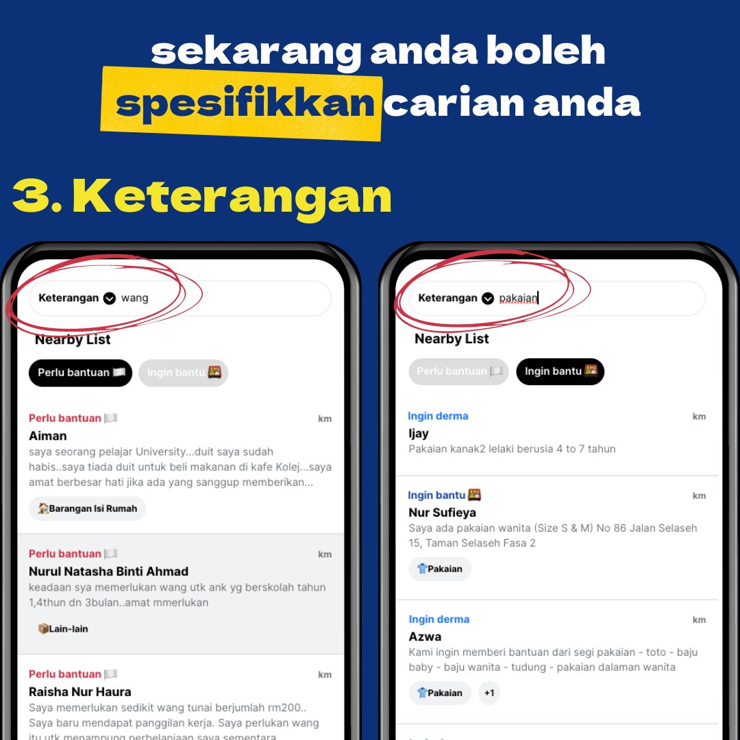 kitajagaMY's tweet photo. TERBARU dari https://t.co/TpPYU1ADPB ✊
.
Kini lebih mudah untuk mencari pin Perlu Bantuan dan Ingin Bantu dengan hanya meletakkan lokasi / no id / keterangan di carian Filter ✨ https://t.co/4Y7kPIPirl
