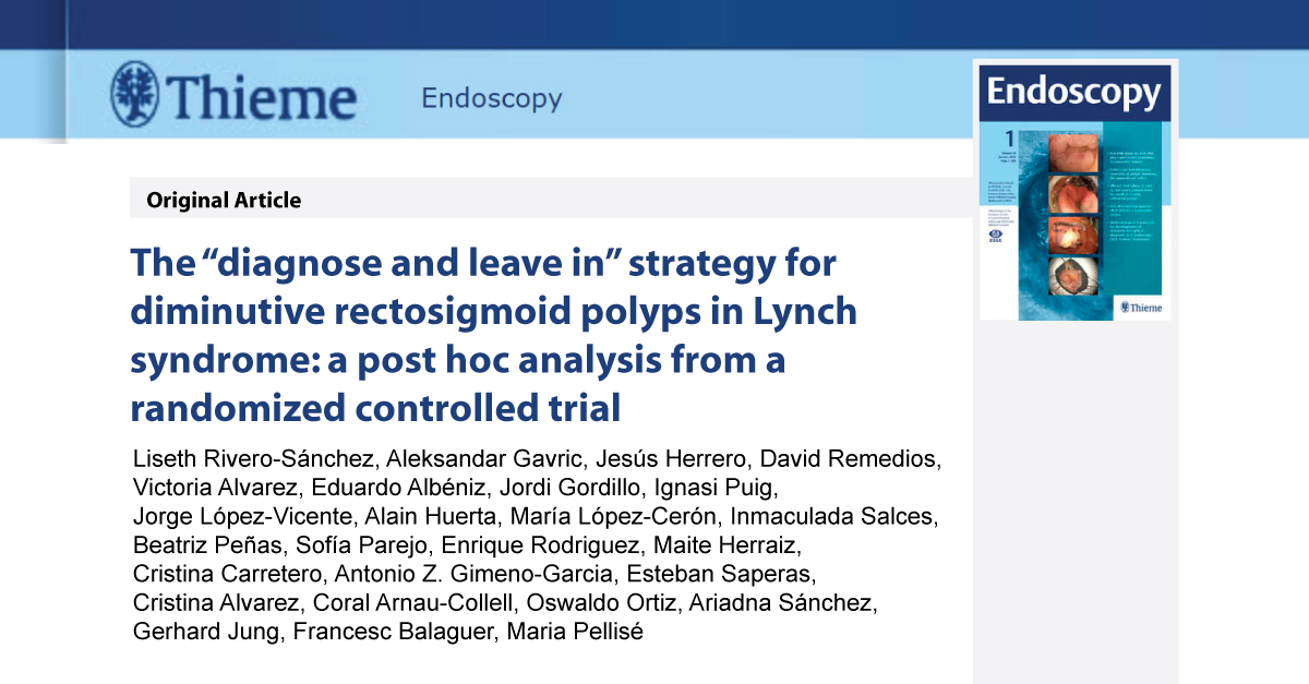 La estrategia de “diagnóstico y dejar in situ” de pólipos diminutos rectosigmoideos es factible y segura en pacientes con síndrome de Lynch  my.mtr.cool/xhvuiiirsq