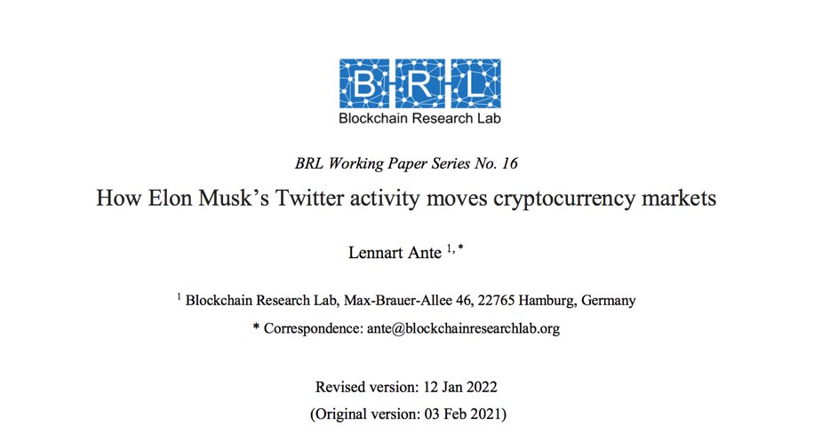 lab_blockchain's tweet photo. 1/ New research on the „Musk Effect“. How does @elonmusk's twitter activity influence cryptocurrencies such as #Bitcoin and #Dogecoin? $DOGE $BTC https://t.co/ngBLLntQ0v https://t.co/hXqPojrHvN