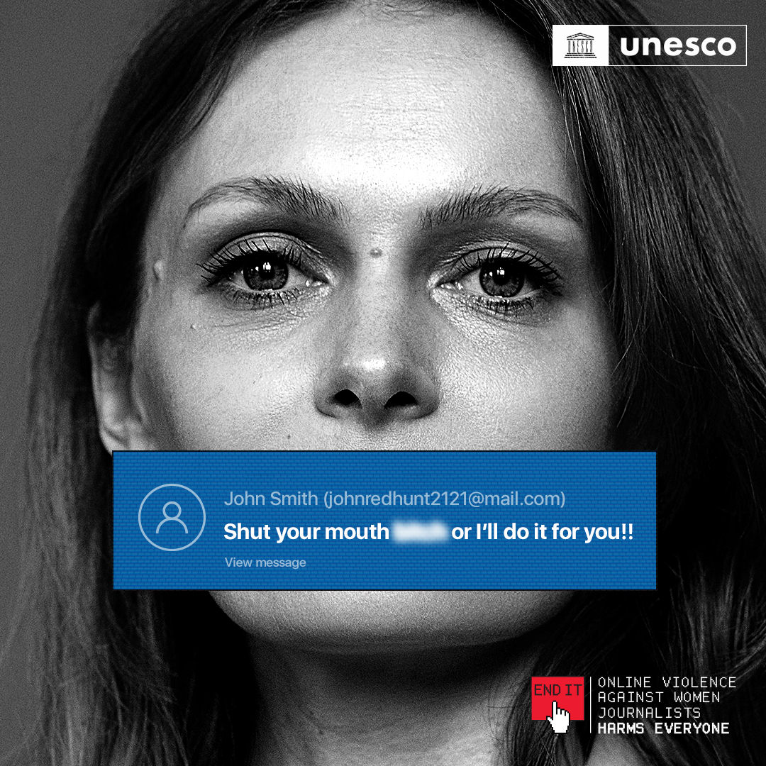 UNESCO study shows that 73% of surveyed women journalists face online violence because they are doing their job - reporting.

Social media platforms & governments need to protect women journalists from online violence. This must stop NOW!

on.unesco.org/3rqmRpV #JournalistsToo