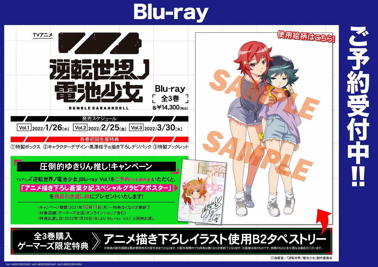 逆転世界ノ電池少女 全巻特典 アニメ描き下ろしイラスト使用B2布