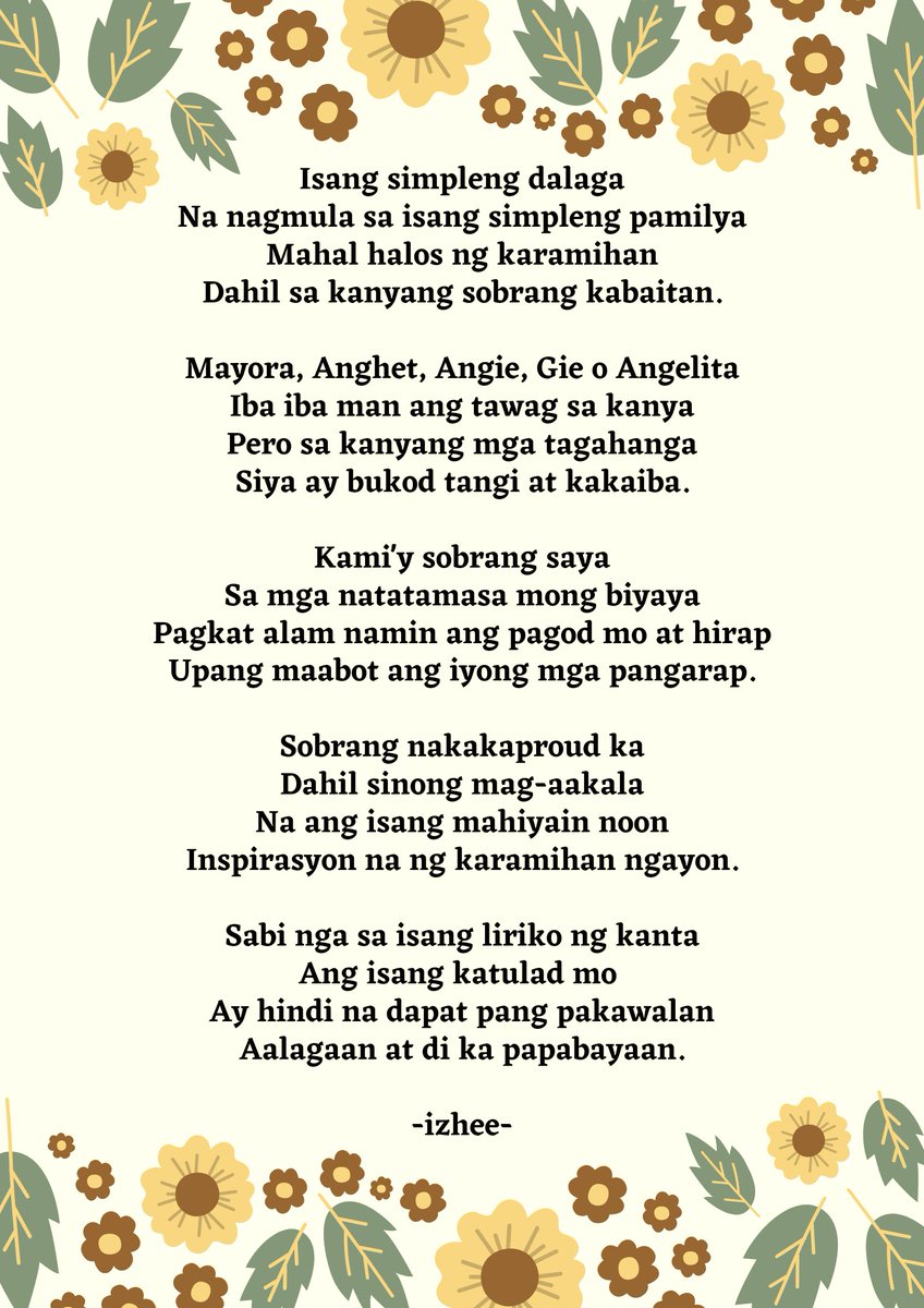 IzheeKeith's tweet photo. For you Queen @giecayetano 🌻🌻🌻
Sayang di nabasa ni sis @ChenEspinas nung finale campaign mo ang tulang ito. Sana magustuhan mo. Mahal ka namin 🌻🌻🌻

P.S. wag maxadong magpamiss 😁✌️ https://t.co/ZFPVrVmQ80