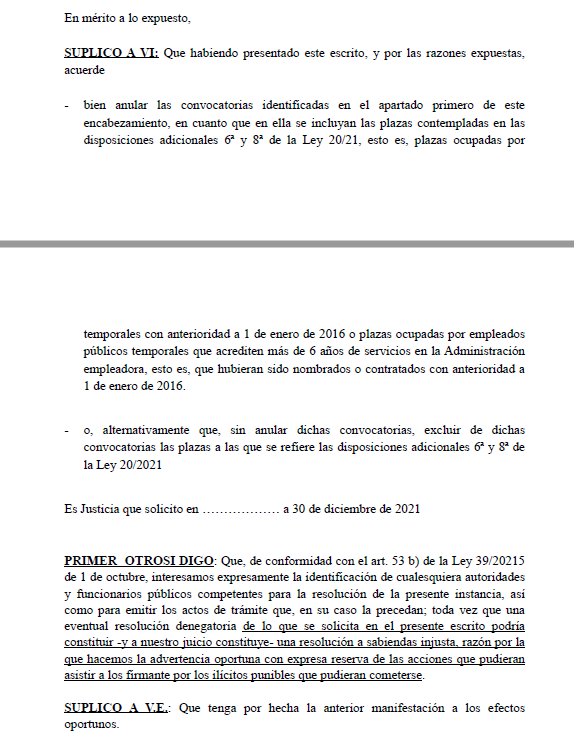 yustin's tweet photo. Empiezan a llegar en cascada (a todas las administraciones) estas reclamaciones que solicitan la anulación y suspensión de las últimas convocatorias de oposiciones publicadas y para las que vengan, a raíz de la entrada en vigor de la Ley 20/2021 de 28 de diciembre https://t.co/1OfDtPzFBd