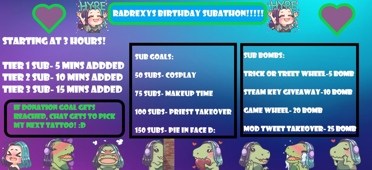 Rad__Rexy's tweet image. Subathon is still on for the 22nd! I present shenanigans! 💜