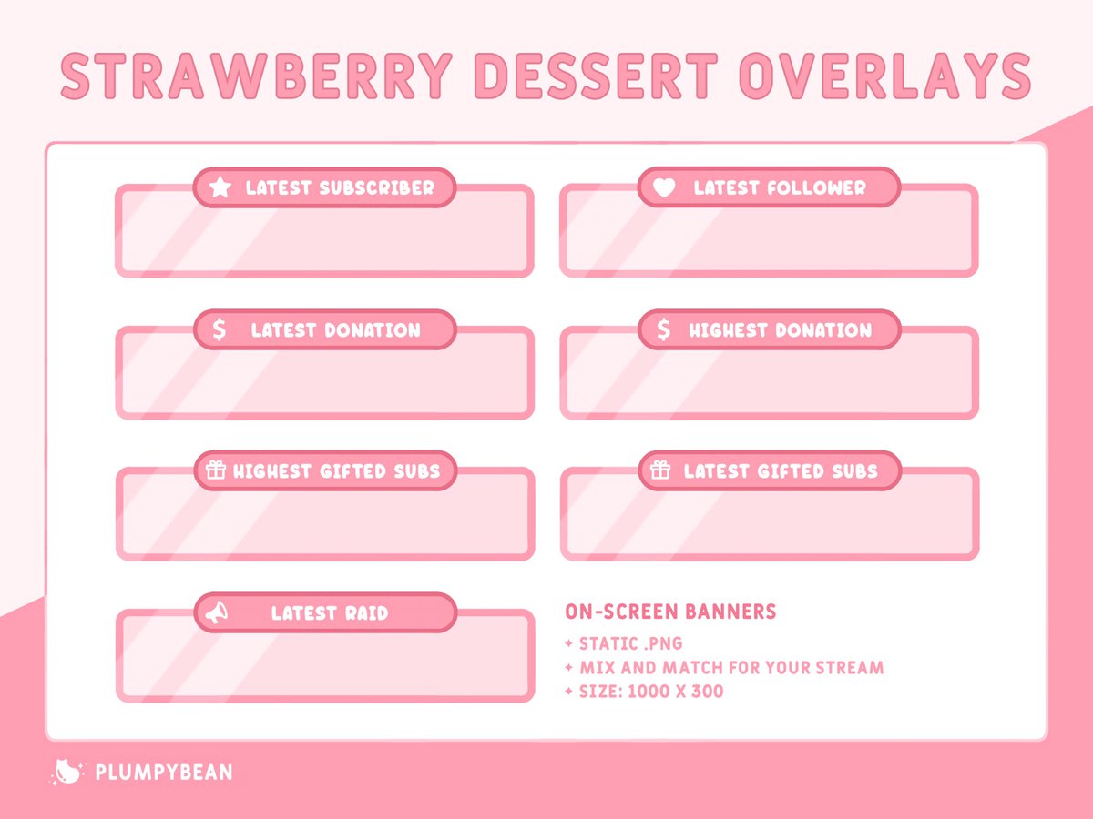 PlumpyBean's tweet image. TWITCH STREAM OVERLAY PRE-MADE PACK - Strawberry Dessert 🍓💖

Available on my Etsy!

etsy.com/shop/PlumpyBean
