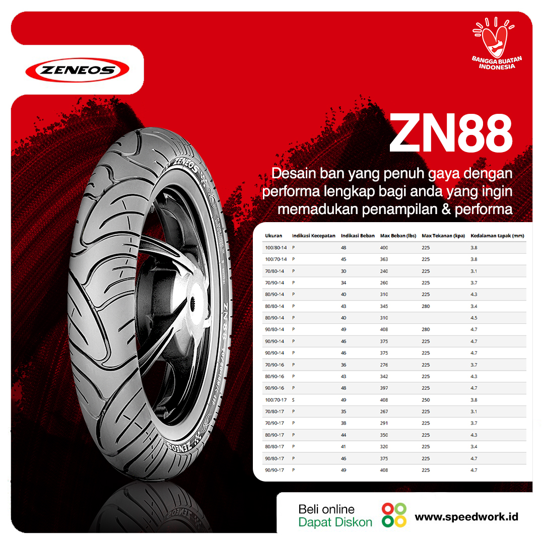 Dengan banyak ukuran untuk kamu pilih, ban Zeneos ZN88 menjadi ban yang terbaik bagi kamu yang mencari ban yang menggabungkan penampilan dan performa.
.
#zeneos #banzeneos #bantubelessterbaik #banmotor #bantubeless #BanggaBuatanIndonesia