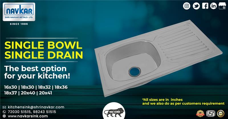 Single bowl single drain kitchen sinks are one of the most versatile models with high functionality and space-saving features. 
Get in touch with us to place your order today!