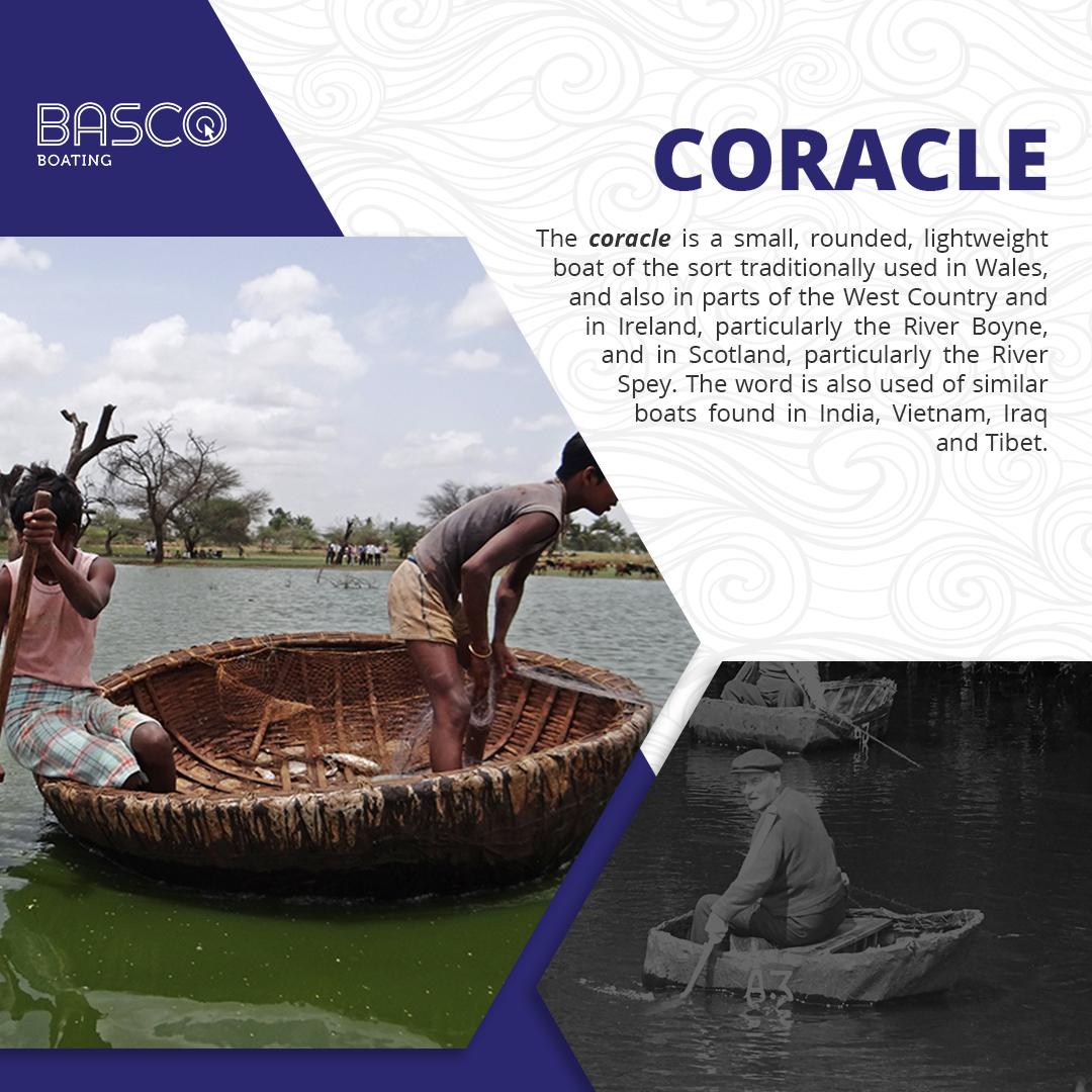 The word 'coracle' is an English spelling of the original Welsh cwrwgl, cognate with Irish and Scottish Gaelic currach, and is recorded in English text as early as the sixteenth century.  #boats #boattypes