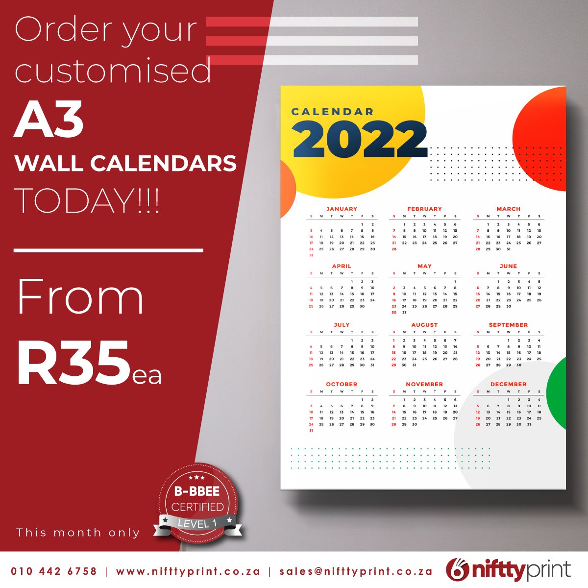 nifttyprint's tweet photo. It is not too late to purchase your 2022 A3 wall calendars!  Contact us on 010 442 6758 to place your order! https://t.co/A3GlmvZLTt