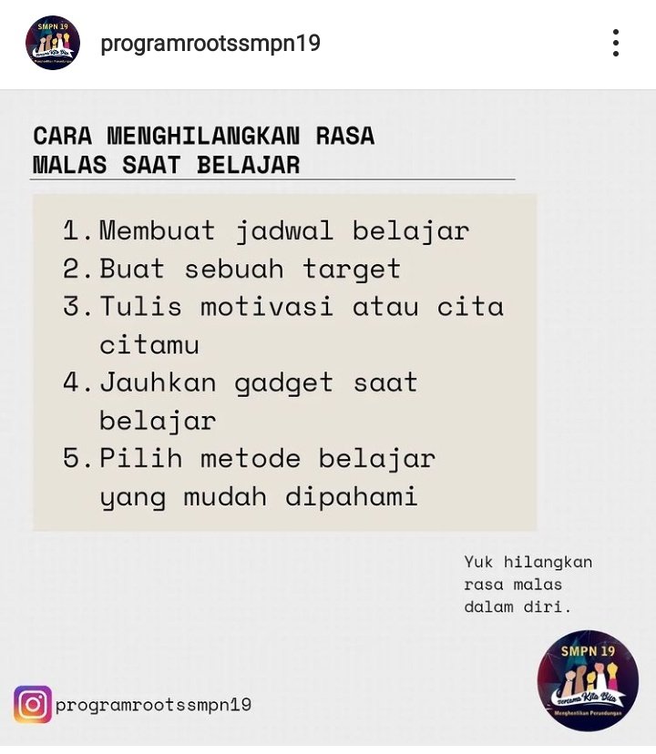 Tips anti malas ala program roots smpn 19