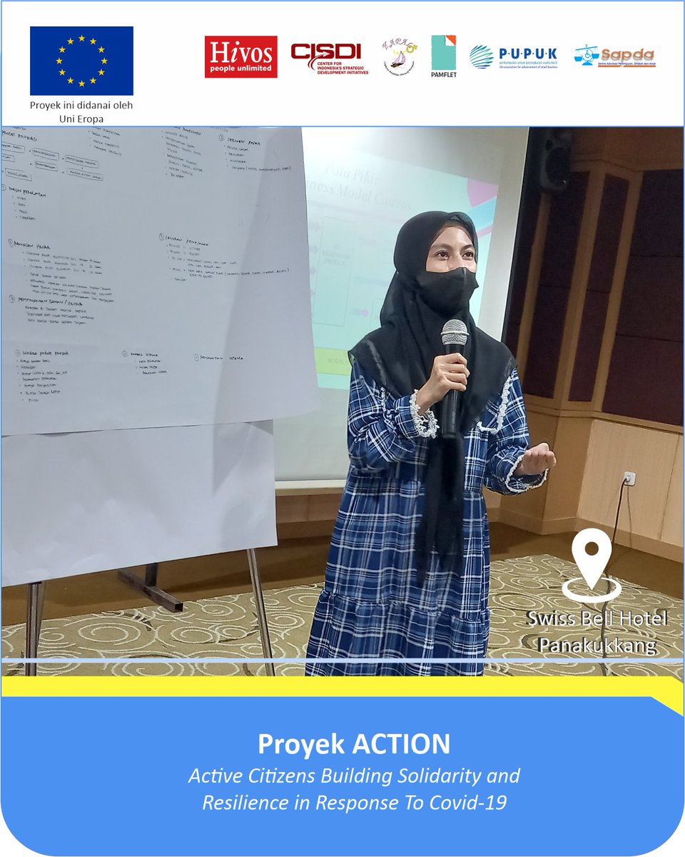 PUPUKNGO's tweet photo. TOC batch-2 Makassar, Ibu Kurnia sedang presentasi hasil penulisan rencana bisnis pada selembar bisnis model canvas 
#TeamEurope #ACTIONlawanCOVID #solidarityresilience 
@uni_eropa @HivosROSEA @CISDI_ID @SAPDAJogja
@_pamflet @KAPAL_Perempuan https://t.co/X5rl2v2TFw