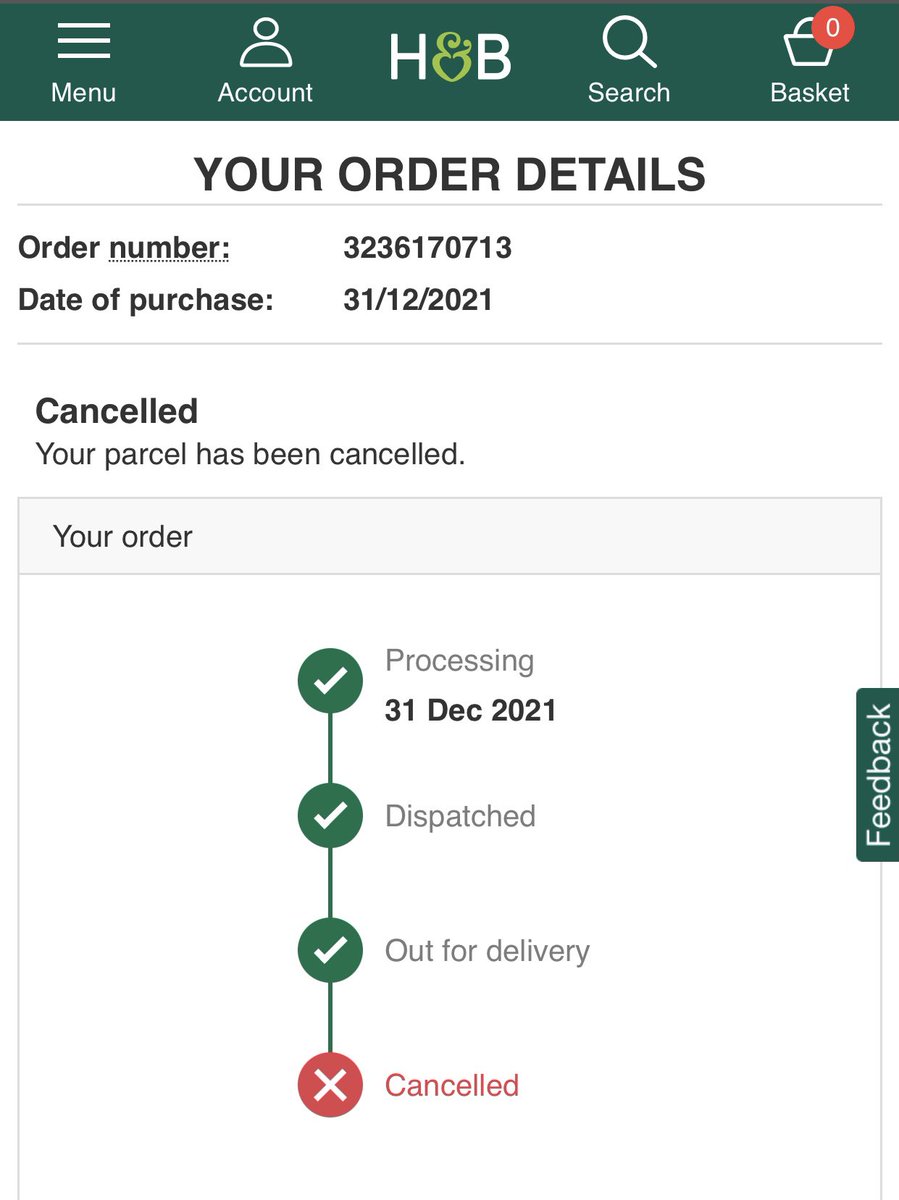 Rara_Photog's tweet photo. @holland_barrett morning folks, could you please tell me why this order that I placed on Dec 31st was out for delivery and then cancelled? Waiting on items. https://t.co/u604oT0rqe