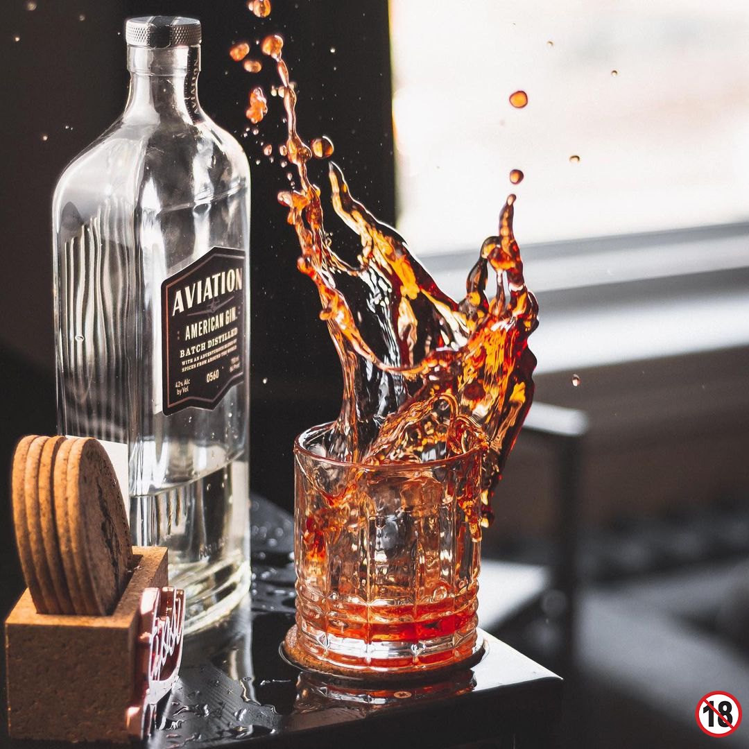 Simple cocktails can be a bit dramatic too ✈️🍸🎬

'Negroni Upgrade'
1.5 oz Aviation Gin
1.5 oz Campari
1.5 oz Sweet Vermouth
Stir
Pour Over Ice...unlike this image.

[📸:@thehobbydrinkchef]