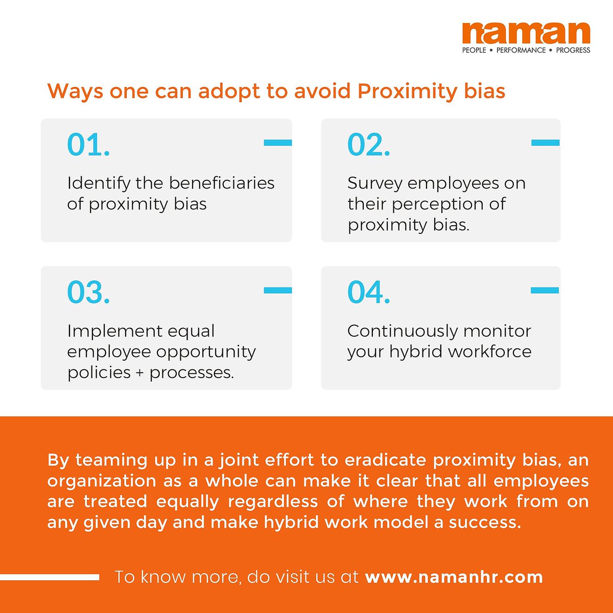 NamanHR's tweet image. As people adapt to the hybrid working world the risk of #proximitybias has become a concern for both staff and employers. Are you concerned about &quot;proximity bias&quot;? Look at the post below to know how companies can ensure that remote and office-based workers feel included?