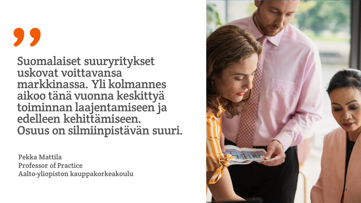 Yritykset uskovat itseensä ja asiakkaisiinsa, mutta eivät suinkaan odota toimintaympäristön rientävän avuksi. Kyllin vahva ja määrätietoinen toimija saa ja osaa pärjätä omillaan. Näin avaa <a href="/pekkamattila/">Pekka Mattila</a> suuryrityskentän tunnelmia: op-media.fi/puheenvuorot/m… #suuryritystutkimus