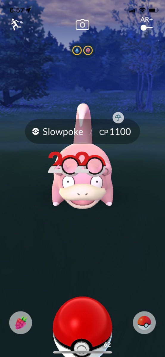 hass516's tweet photo. ⁦@PokemonGoApp⁩ ⁦@NianticLabs⁩ why does my New Year’s Slowpoke have 2020 shades and not 2021 shades 🤔 https://t.co/wf8U1Xa4OV