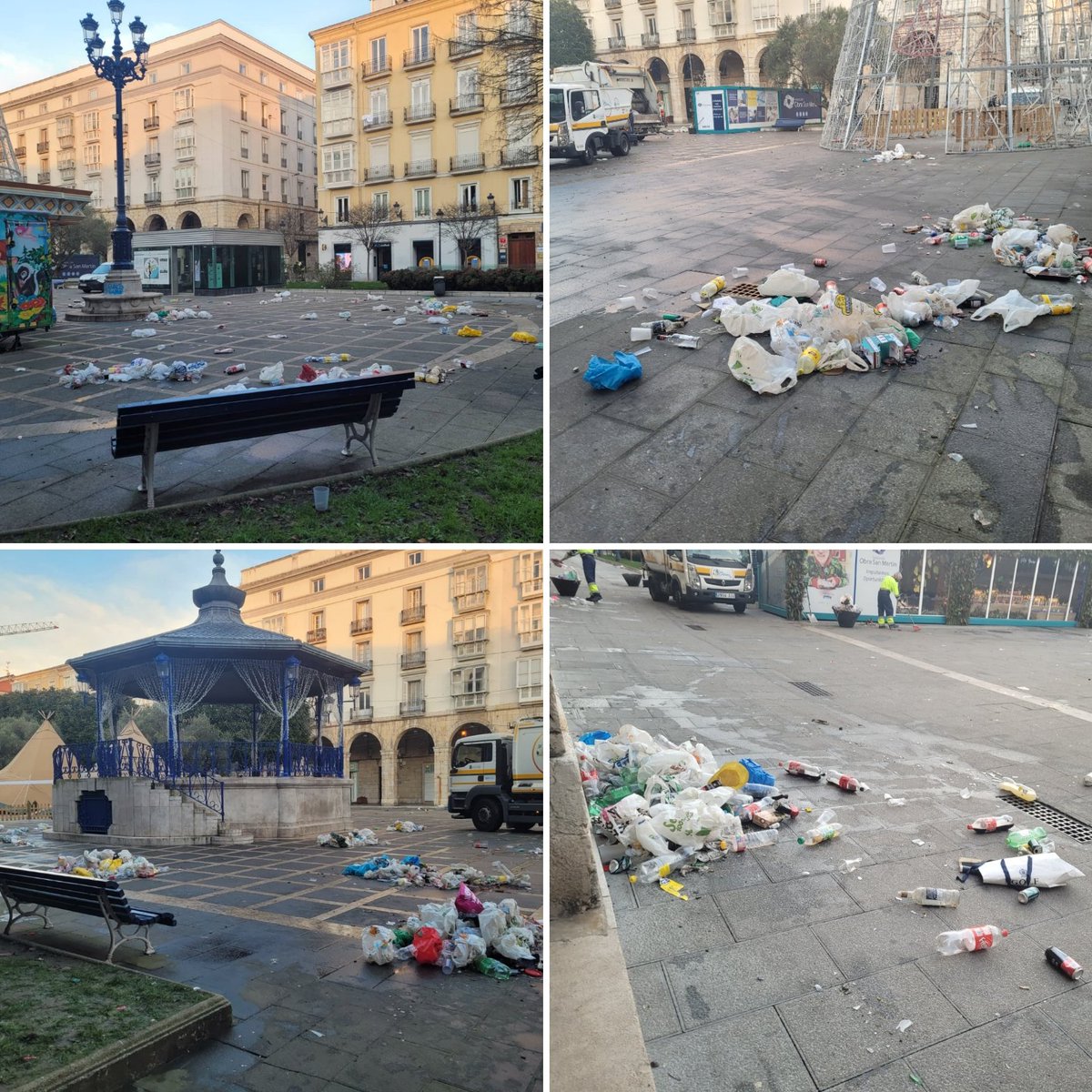 Empieza el año unos limpiando lo q cientos de cerdos han dejado d recuerdo en Pombo. Todos hemos salido a celebrarlo xo al menos teníamos la decencia de recoger. Dónde estaban los responsables d evitar concentraciones y botellones en la calle? Ya está bien!
#felizañonuevo