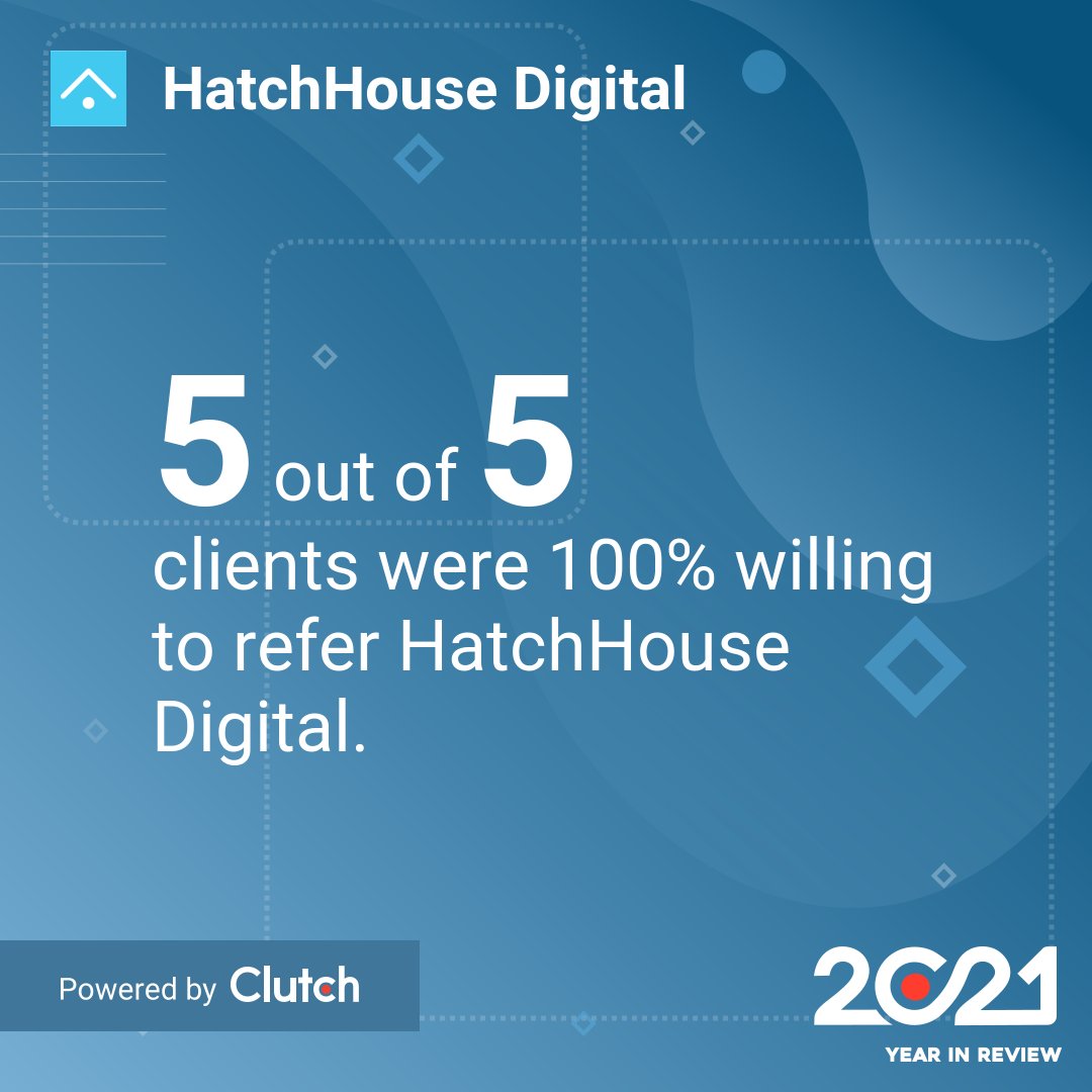 HatchHouseDigi's tweet photo. Thinking of all the amazing clients we worked with in 2021 and delighted to see our impact recognised via our Clutch 2021 Year in Review! 

Looking forward to continuing to help our clients grow in 2022!  🚀 https://t.co/oALTy4RwfQ