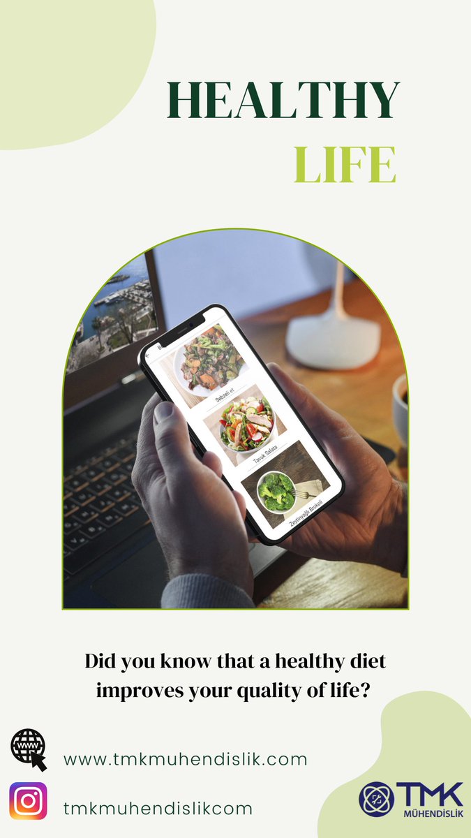 MuhendislikTmk's tweet photo. Did you know that a healthy diet improves your quality of life? 

#mobile  #Food  #app for #healthy  #life  #diyetisyen https://t.co/fKtIcLCvnk