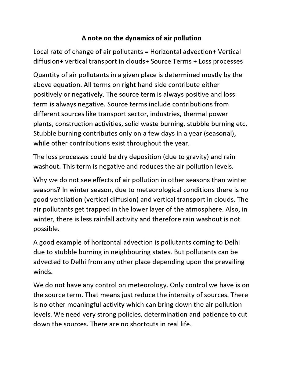 rajeevan61's tweet photo. Update on air pollution. CAQM (https://t.co/jjC3MSJjpz) invited suggestions for reducing air pollution in Delhi &amp; nhood. 
My take on the problem in the note below. Humble suggestions.
We need strong policies &amp; determination, also, patience We cannot resolve this problem overnight https://t.co/XdKyBz7SAo