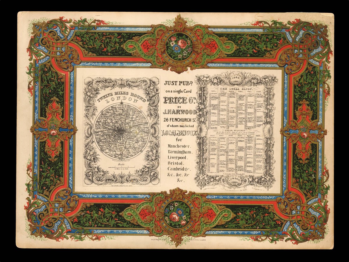 crouchrarebooks's tweet image. DAY, William; Louis HAGHE; and John HARWOOD. Twelve Miles Round London. London, 1846.

​#HappyNewYear2022 #Almanac #Londonmap #London #antiqueprint #tradecard