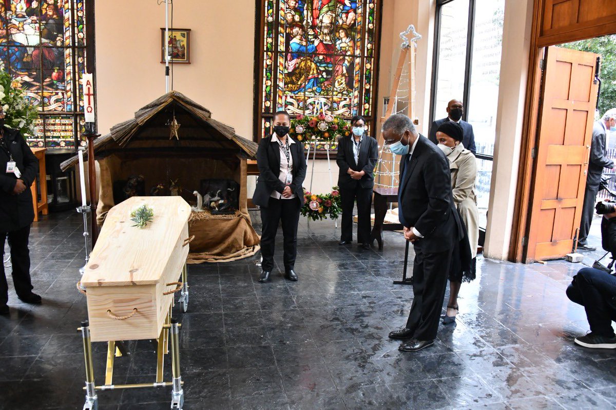 Former President Thabo Mbeki attending the official Funeral Service of the late Archbishop Emeritus Desmond Mpilo Tutu at the St George’s Cathedral in Cape Town #RIPDesmondTutu