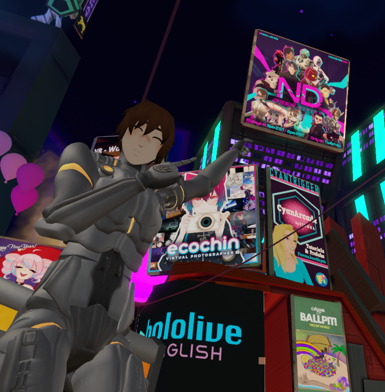 TheEmoHealer's tweet photo. Still Wrapping my head around having TWO of my characters in the #VRCNYE map!
Wish you all the best, PARTY HARD, and let your hangover be merciful. 
#Neondivide #LegendaryActions https://t.co/Xh8osOAYmb