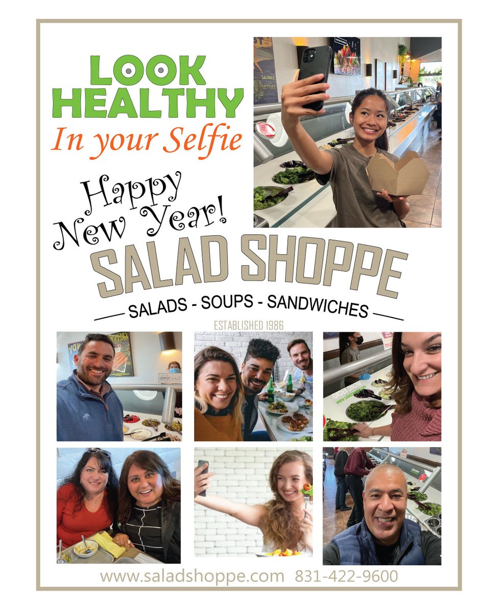 thesaladshoppe's tweet photo. What a year its been. We appreciate everyone of our followers - you make this fun!! Happy New Year. #newyear #salad #selfie #salinascalifornia #SalinasStrong #healthyfood #fresh https://t.co/33kzzUNsHK