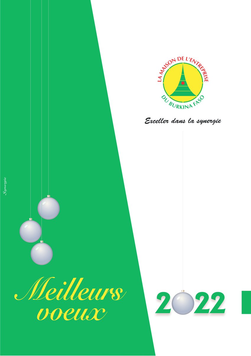 Le Président du Conseil d’Administration, le Directeur Général et l’ensemble du personnel de la Maison de l’Entreprise du Burkina Faso vous souhaitent une riche et fructueuse année 2022.