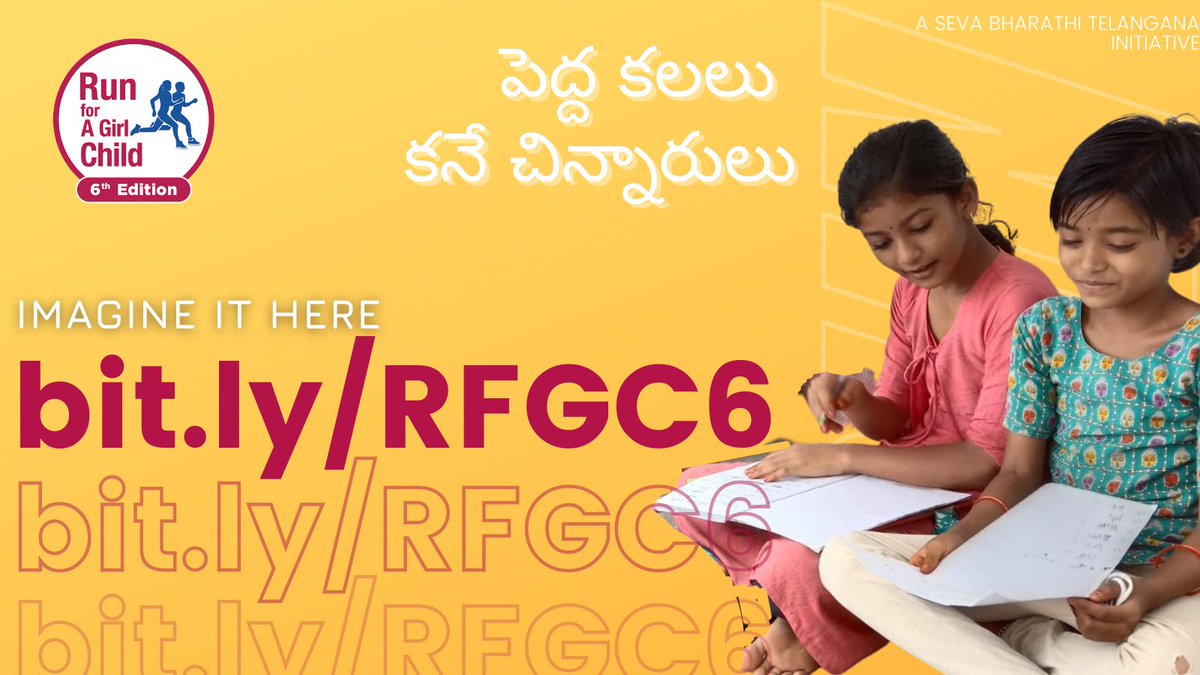 sevabharathitg's tweet photo. నూతన సంవత్సర శుభాకాంక్షలు - ఈ సంవత్సరం ఆడపిల్లల సాధికారతను ఎందుకు ఊహించకూడదు - ఈరోజే నమోదు చేసుకోండి https://t.co/bAsd1xqgNO
#KishoriVikas #SevaBharathi #RunForAGirlChild #RFGC6 #Hyderabad #Marathon #GirlChild #ForGirls
#HappyNewYear2022 #Telugu https://t.co/U4s7t2jqHc