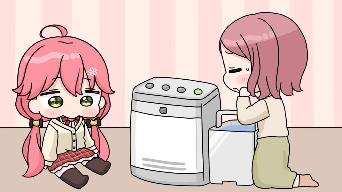 みこちが水を入れずに加湿器を使っていたことを知り恥ずかしがるお母さん

#miko_Art 