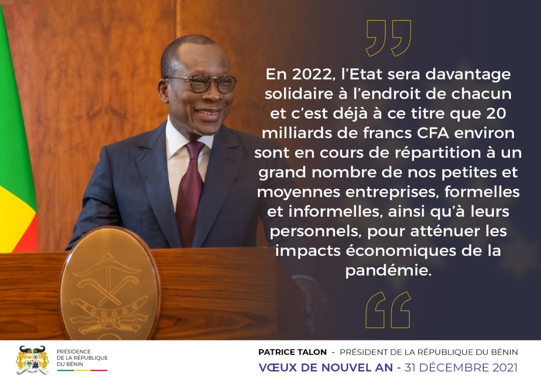 PresidenceBenin's tweet photo. #DiscoursPrBenin #Wasexo #VoeuxPrBenin :
Quelques phrases fortes du message de vĆux du #Prbenin @PatriceTalonPR, ce vendredi 31 dĂ©cembre 2021, Ă l'occasion de la cĂ©lĂ©bration du nouvel an 2022. https://t.co/pfcCH3O50C
