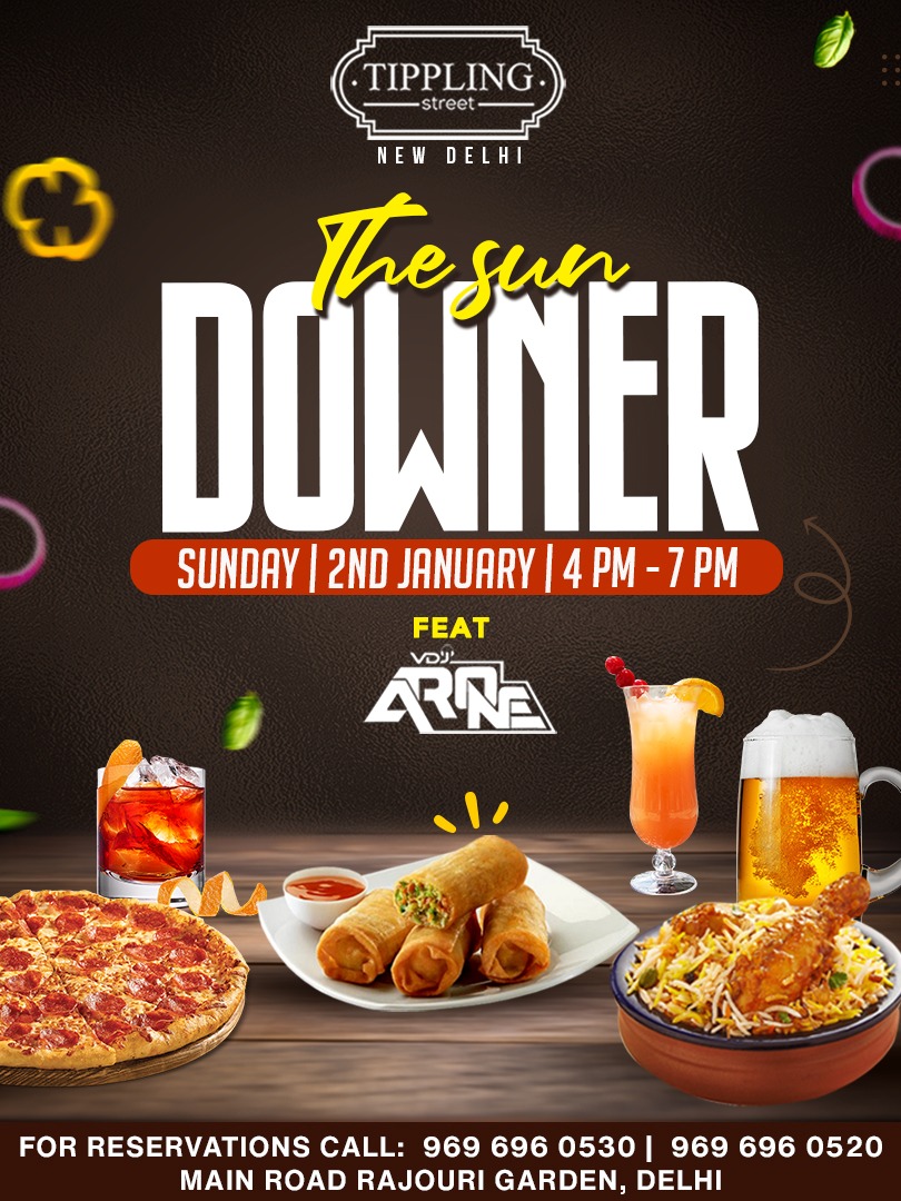 TipplingStreet's tweet photo. Le the first weekend of the year be filled with hope, happiness and love. Celebrate tge first sunday with us on The Sun Downer at Tippling Street on 2nd January, Sunday from 4PM - 7PM.
Book your seats through Zomato : https://t.co/kTnWkHRn7D https://t.co/WsaQZ5tKQL