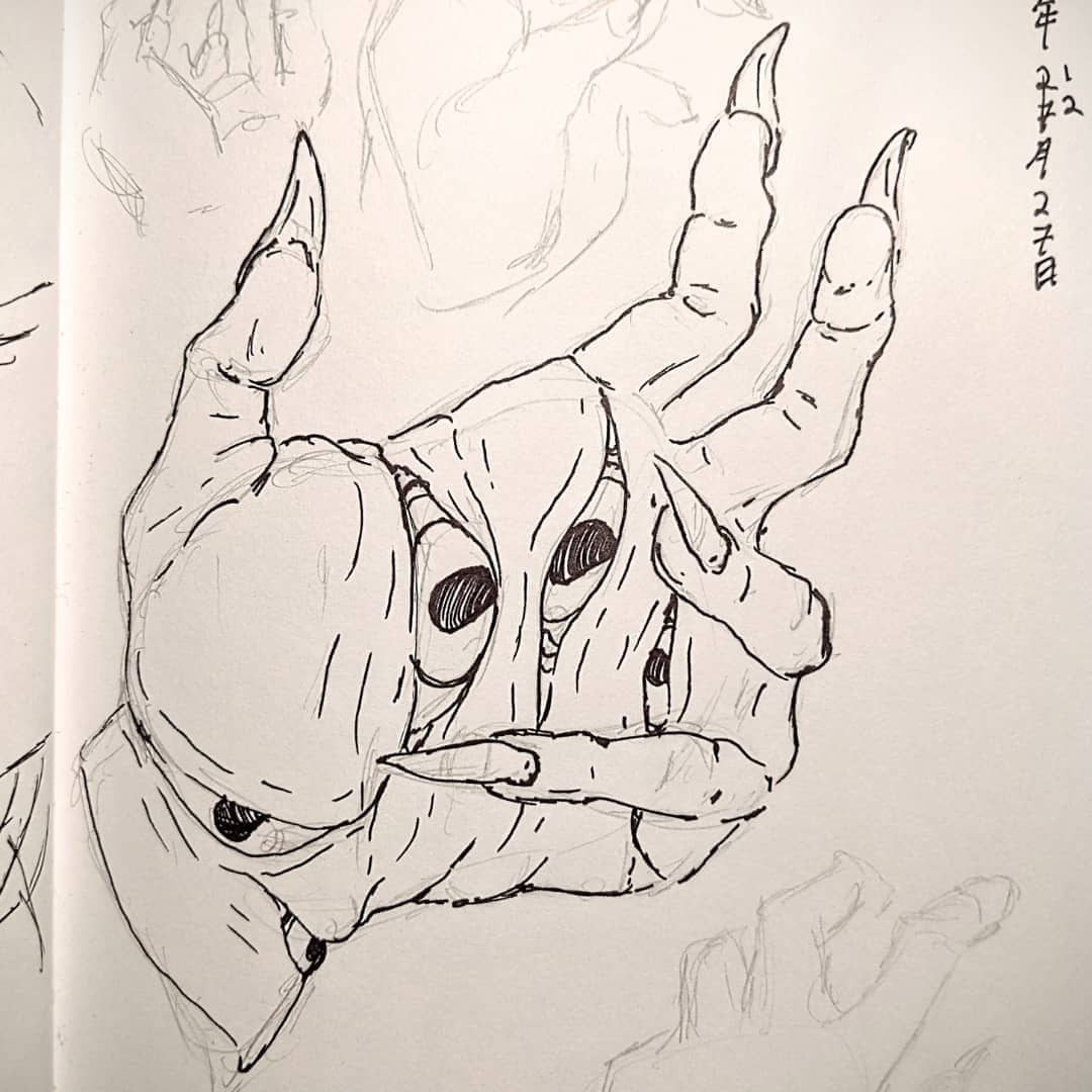 burned_out_em's tweet photo. 🎉Happy new years everybody!🎉 Starting off 2022 with a 3D WIP and sketch of a gnarly demon hand 😈. 

#zbrush #sketchbook #sketch #sculpting #3Dmodel #hands #demonhands #sculptedhands https://t.co/UByTxcMdnB