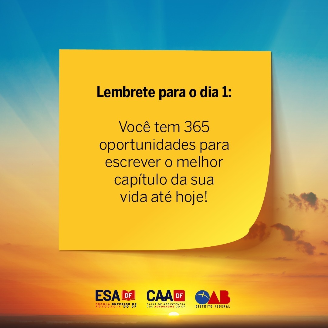 OABDF_oficial's tweet photo. Bem-vindo, primeiro sábado de 2022!

Que neste ano saibamos aproveitar cada momento para traçar boas metas e cumprir nossos objetivos.

#oabdf #esadf #caadf #anonovo #2022 https://t.co/2W0J6NhSYF