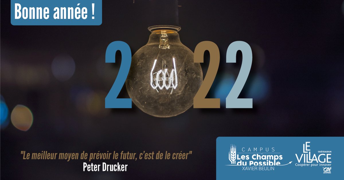 [BONNE ANNÉE 🎊✨]
Les membres élus et l'équipe d'animation du <a href="/champspossible/">Campus Les Champs du Possible - Village by CA</a>  vous souhaitent une belle année 2022 ! 
"Le meilleur moyen de prévoir le futur, c'est de le créer" (Peter Drucker)🚀
#champsdupossible #villagebyca #bonneannée #innovation