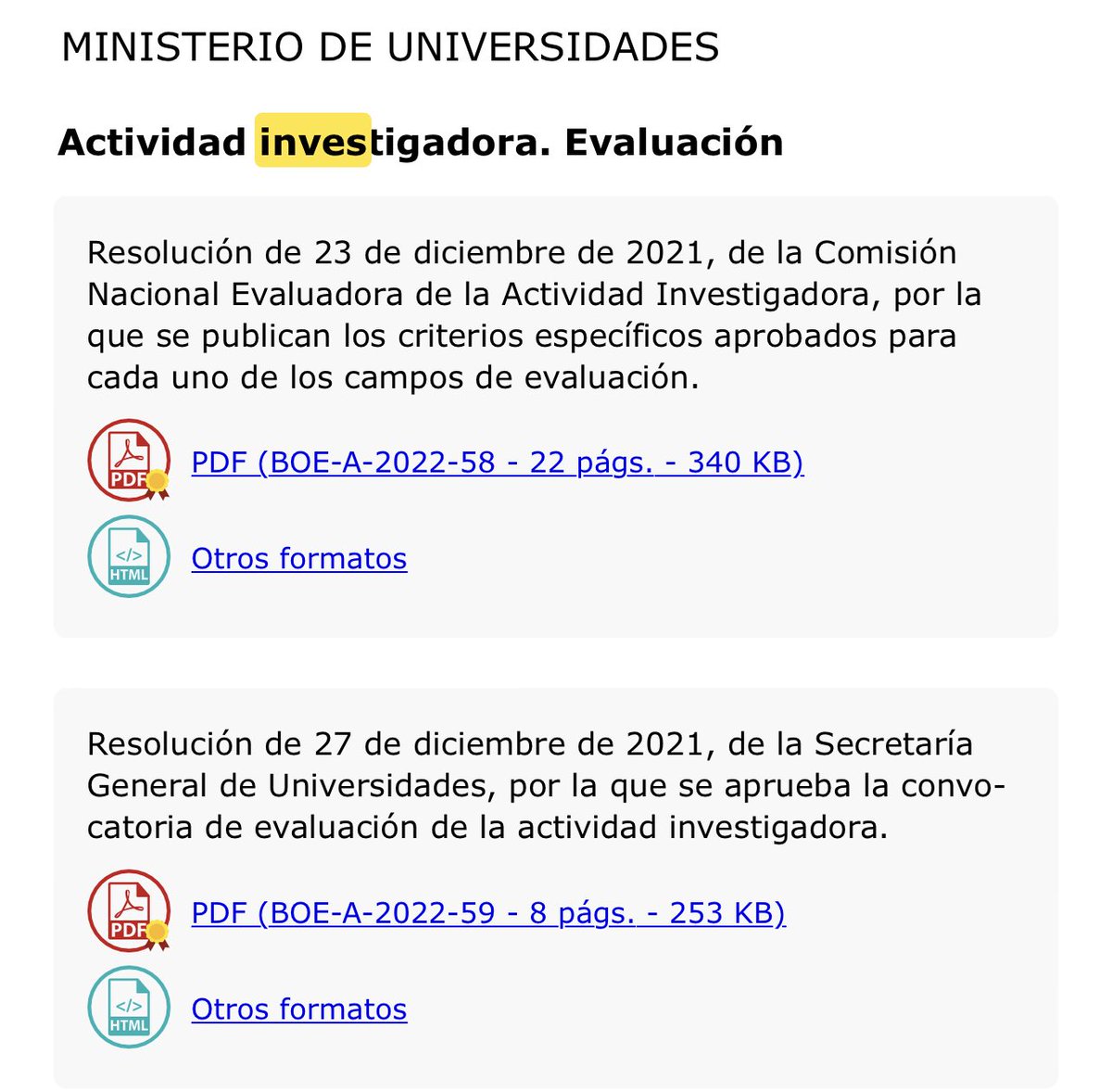 ATENCIÓN: Publicada la convocatoria y los criterios de los #sexenios de Investigación #ANECA #CNEAI