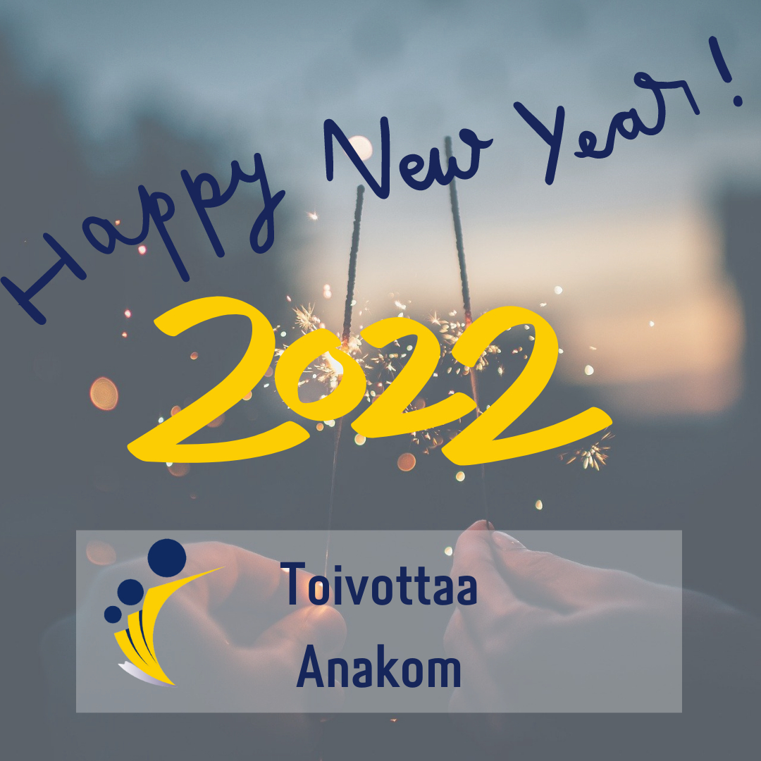 Anakom toivottaa onnellista uutta vuotta 2022! Uusi vuosi tuo mukanaan uudet kujeet. Anakomin palvelut ovat käytössä luonnollisesti myös vuonna 2022 – jopa kattavampana kuin aiemmin! #anakom #uusivuosi #2022 #työnohjaajakoulutus #ratkaisukeskeinenvalmentaja