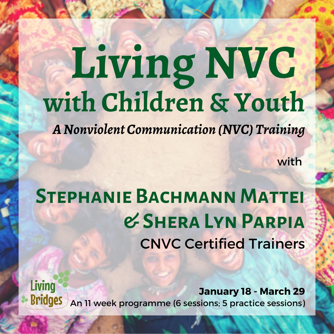 Beginning the year with this offering: fb.me/e/1iL8W5D2z
Living NVC with Children &amp; Youth is a Training Programme &amp; Stephanie Bachmann Mattei and Shera Lyn Parpia (CNVC Trainers) - for parents and youth development practitioners. 
Register here: tinyurl.com/nvc-children-y…